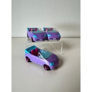 Vintage Polly Pocket 2007 Sparkly Violet Teal Convertible Toy Car Lot of 3